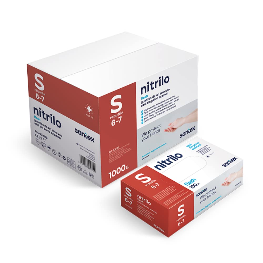 GUANTES DE NITRILO SIN POLVO TALLA S (X10 CAJAS)