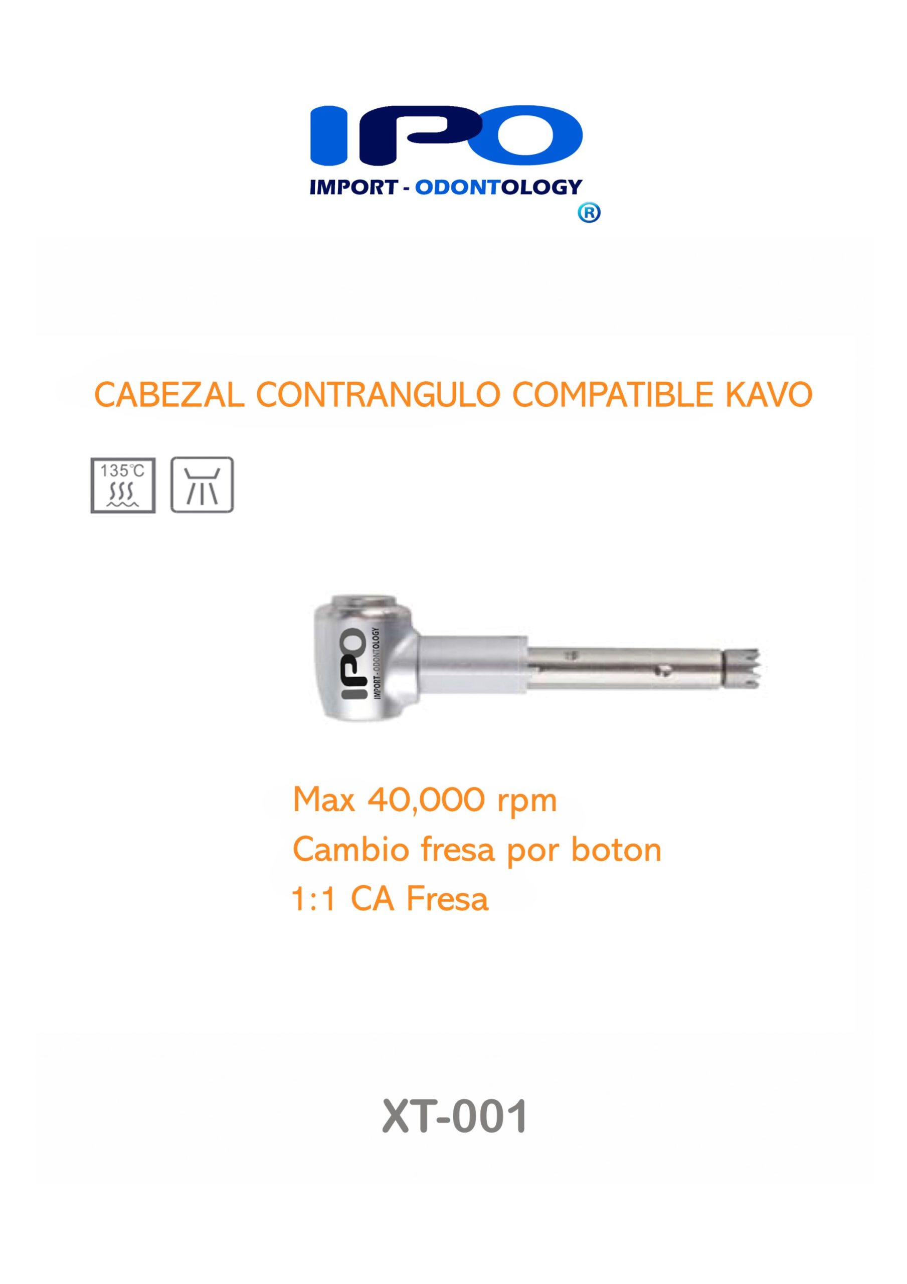 Cabezal de contrangulo compatible con kavo con luz y sin luz XT-001 - Imagen 2