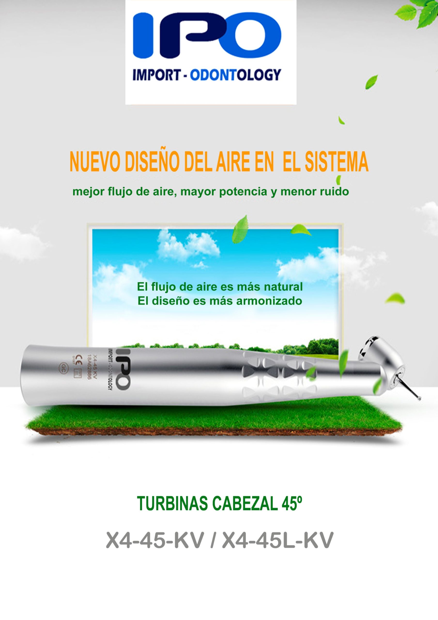 TURBINA DENTAL CABEZAL AGULADO 45 º