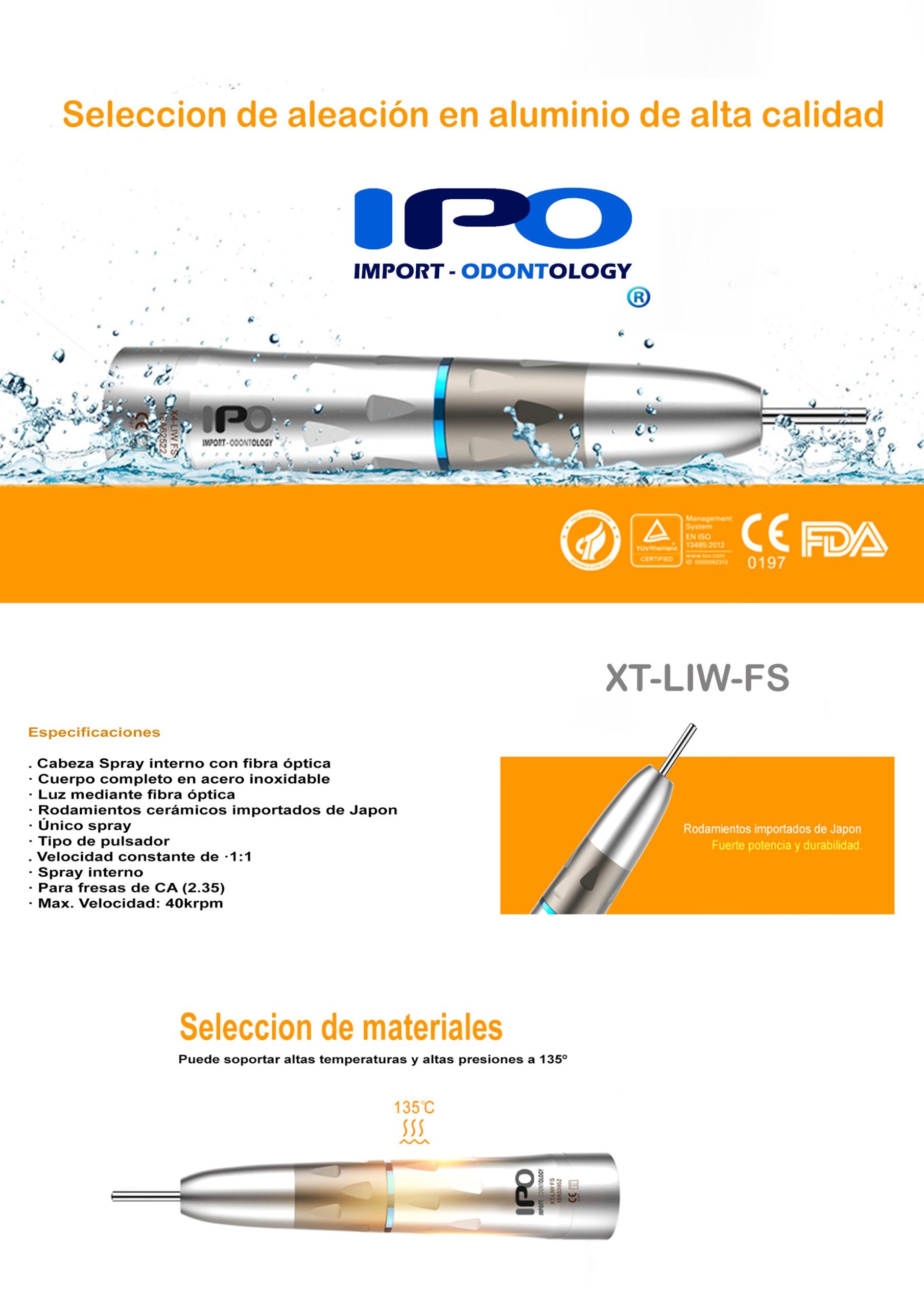 PIEZA DE MANO RECTA LUZ FIBRA OPTICA XT-LIW-M-LED - Imagen 5