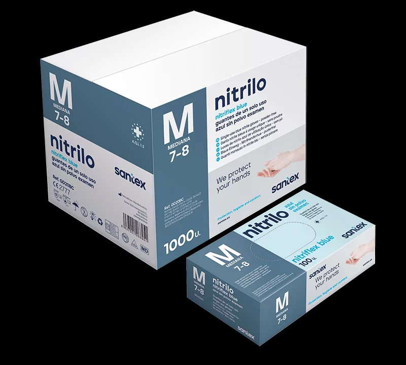 GUANTES DE NITRILO SIN POLVO TALLA M (X10 CAJAS)